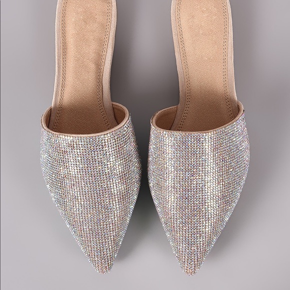 Restocked nude AB silver rhinestone flat - Picture 5 of 7